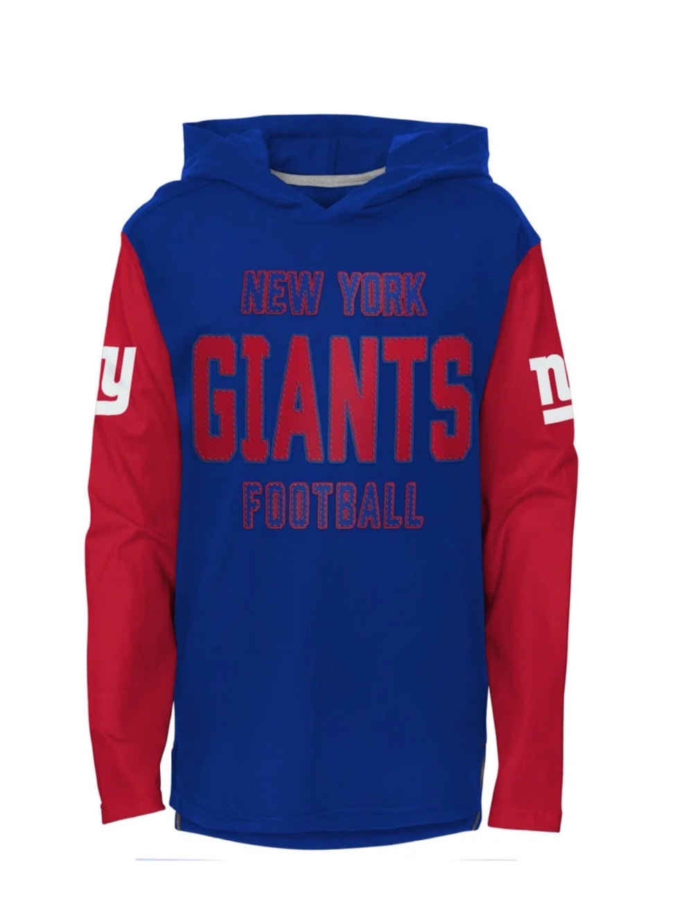 Youth Royal New York Giants Heritage Long Sleeve Hoodie T-Shirt Size XL (18/20)